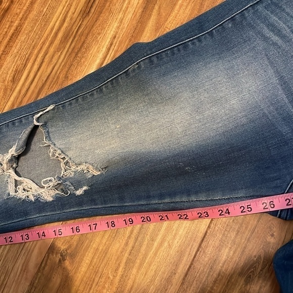 Kancan women’s jeans 13 30 cropped ankle distressed mid high rise blue denim - Picture 7 of 9